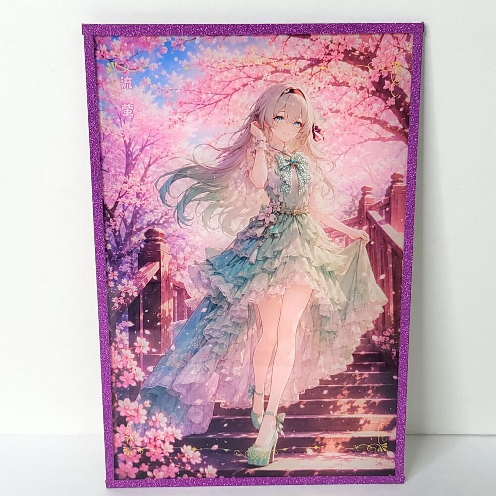 Firefly Cherry Blossoms Purple Waifu Card Anime Girl Wall Art Oversized Board A5